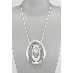Fabulous Brushed Rhodium with Clear Stone Necklace